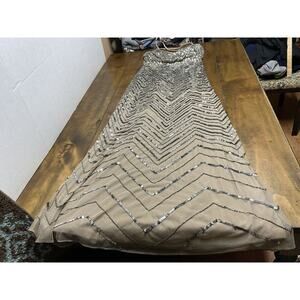 Adrianna Papell Tan and Silver Mini Dress